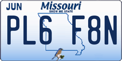 MO license plate PL6F8N