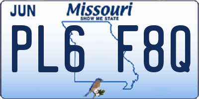MO license plate PL6F8Q