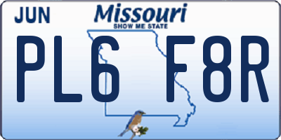 MO license plate PL6F8R