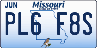 MO license plate PL6F8S