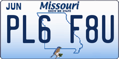 MO license plate PL6F8U