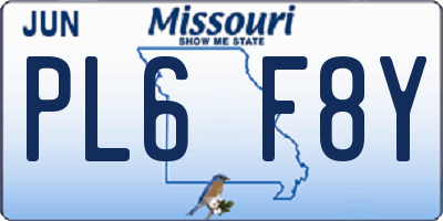 MO license plate PL6F8Y