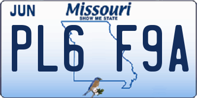 MO license plate PL6F9A