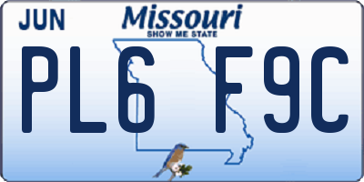 MO license plate PL6F9C