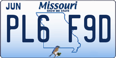MO license plate PL6F9D