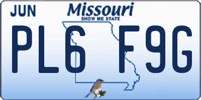 MO license plate PL6F9G