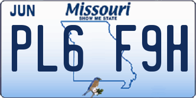 MO license plate PL6F9H