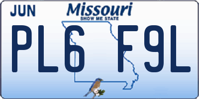 MO license plate PL6F9L