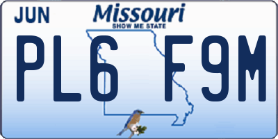 MO license plate PL6F9M