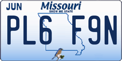MO license plate PL6F9N