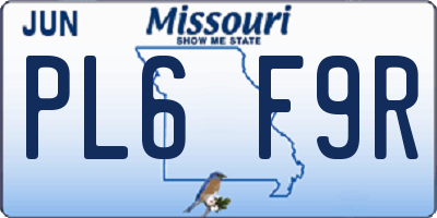 MO license plate PL6F9R