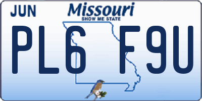 MO license plate PL6F9U