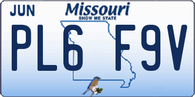 MO license plate PL6F9V