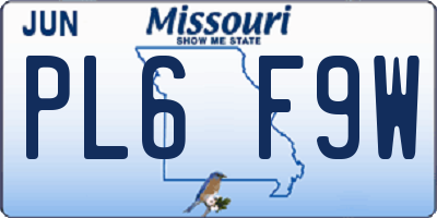 MO license plate PL6F9W