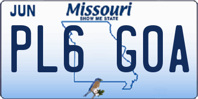 MO license plate PL6G0A