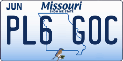 MO license plate PL6G0C