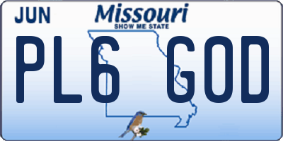 MO license plate PL6G0D