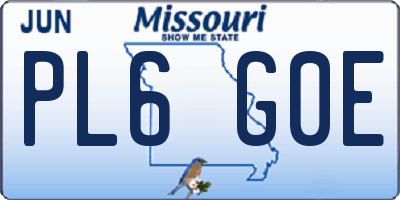 MO license plate PL6G0E