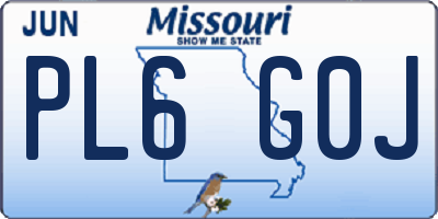 MO license plate PL6G0J