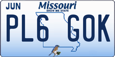 MO license plate PL6G0K