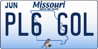 MO license plate PL6G0L