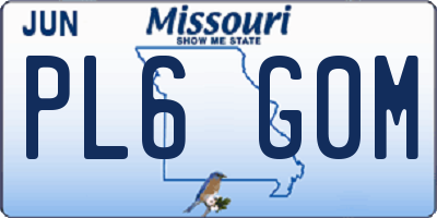MO license plate PL6G0M