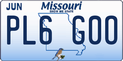 MO license plate PL6G0O