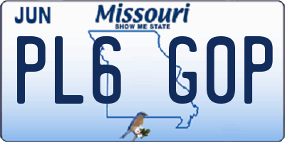 MO license plate PL6G0P