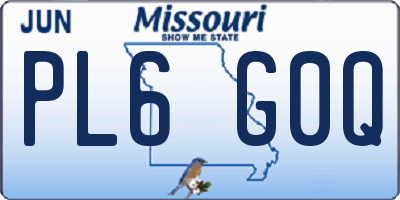 MO license plate PL6G0Q