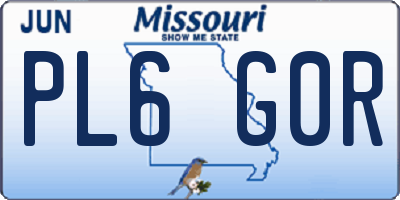 MO license plate PL6G0R