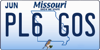 MO license plate PL6G0S