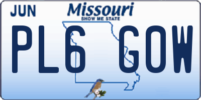 MO license plate PL6G0W