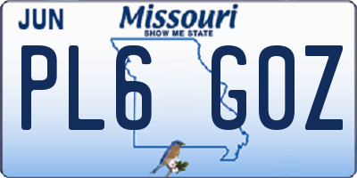 MO license plate PL6G0Z