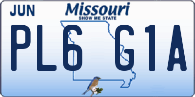 MO license plate PL6G1A