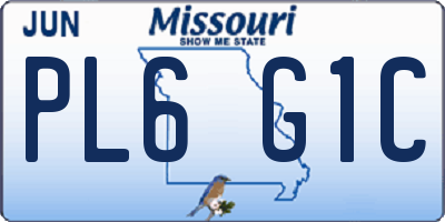 MO license plate PL6G1C