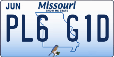 MO license plate PL6G1D