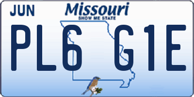 MO license plate PL6G1E