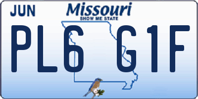 MO license plate PL6G1F