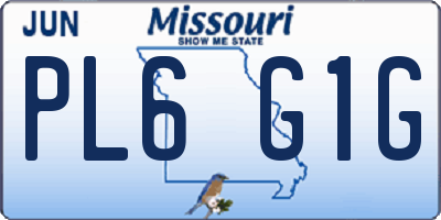 MO license plate PL6G1G