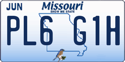 MO license plate PL6G1H