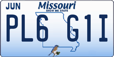 MO license plate PL6G1I