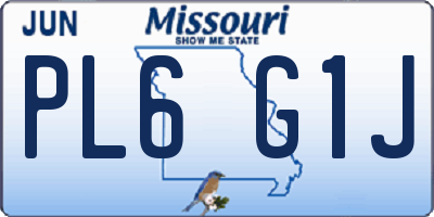 MO license plate PL6G1J