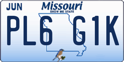 MO license plate PL6G1K