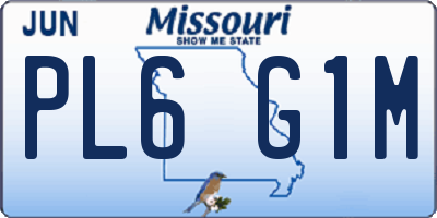 MO license plate PL6G1M