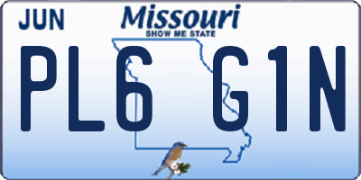 MO license plate PL6G1N