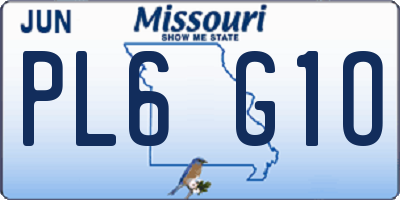 MO license plate PL6G1O