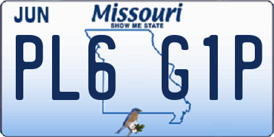 MO license plate PL6G1P
