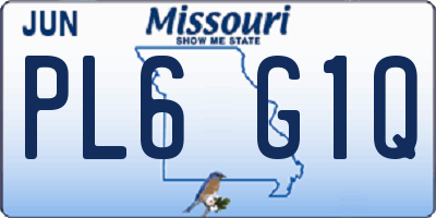 MO license plate PL6G1Q