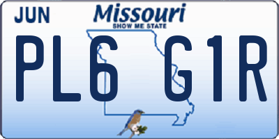 MO license plate PL6G1R