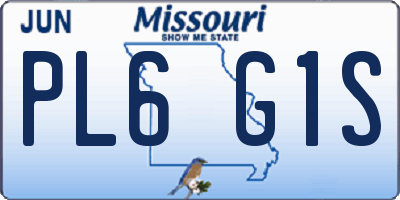 MO license plate PL6G1S